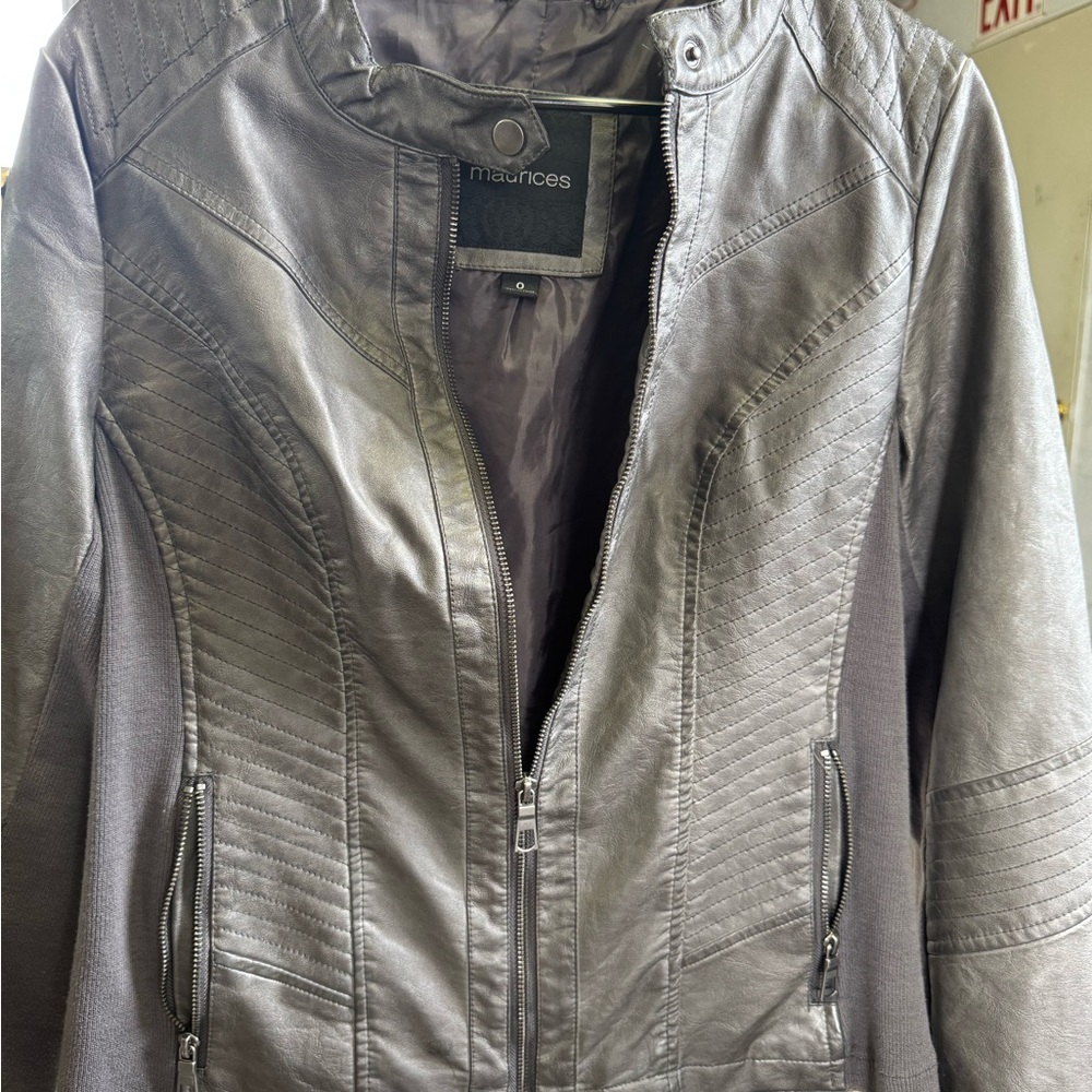 Maurices Women's Metallic Gray Moto Jacket